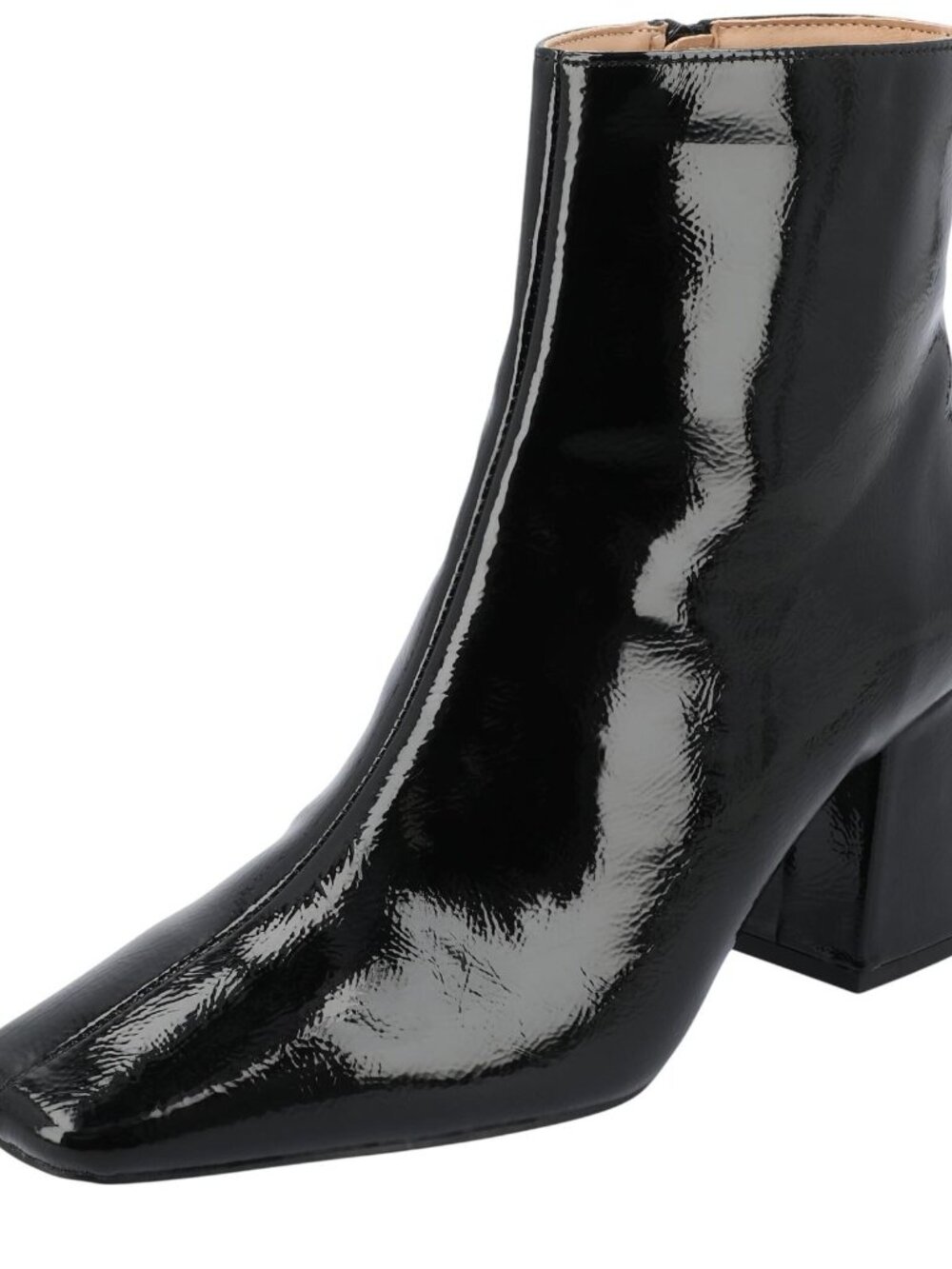 NWT Journee Collection Foam Haylinn Heeled Booties Black Patent Upper 9.5M